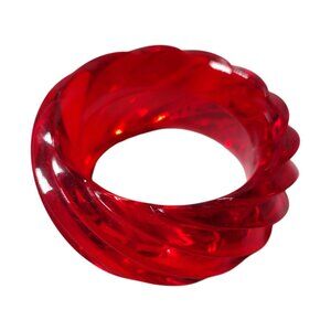 Vintage HUGE Clear Red Fluted or Spiral Molded Plastic Bangle Bracelet